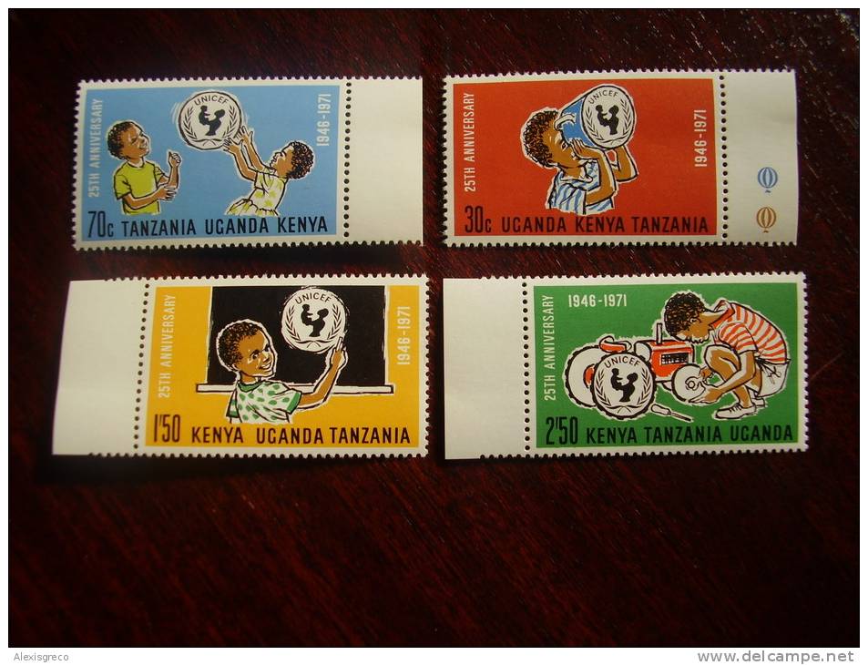 KUT 1972 25th.Anniv Of UNICEF Issue 4 Values To 2/50  MNH. - Kenya, Ouganda & Tanzanie