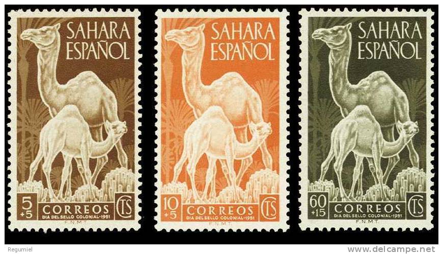 Sahara 091/93 (*) Sin Goma.  Fauna. Dromedarios - Spanische Sahara