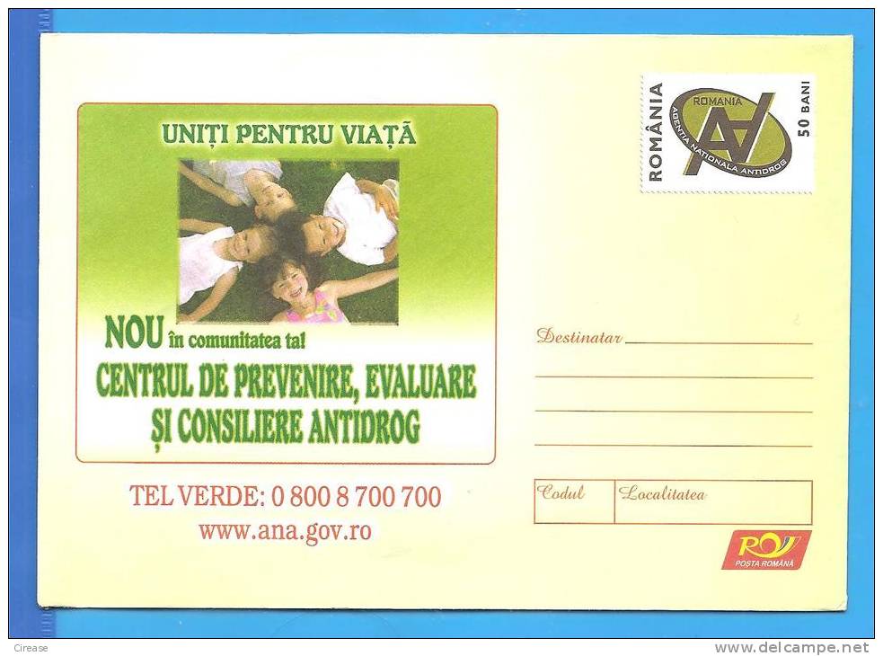 Drug Prevention Center ROMANIA Postal Stationery Cover 2006 - Drogue