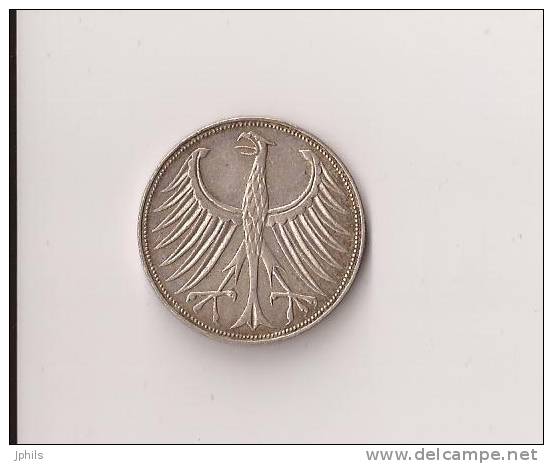 5 MARK 1967 D   SILVER ARGENT - 5 Mark