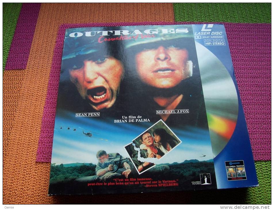 LASERDISC CDV  °  OUTRAGES  DE BRIAN PALMA  AVEC SAM PENN  ET MICHAEL J FOX +++++ - Otros