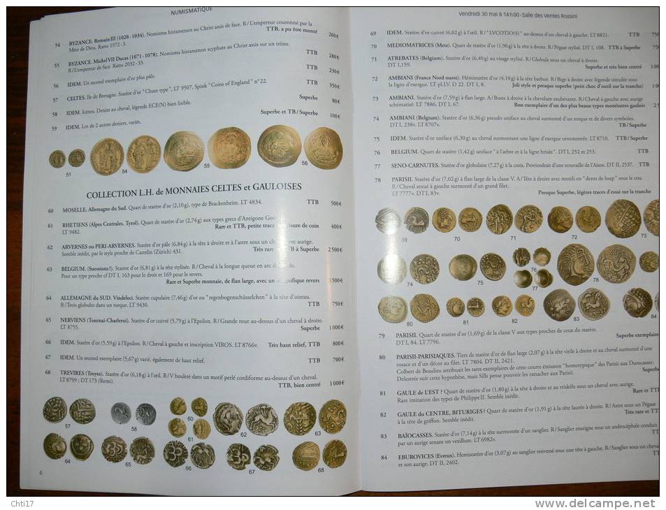 CATALOGUE VENTES NUMISMATIQUE  ROSSINI MONNAIES ANTIQUES CELTES GAULOISES FRANCAISES ETRANGERES AVEC COTE 2008 - Autres – Europe