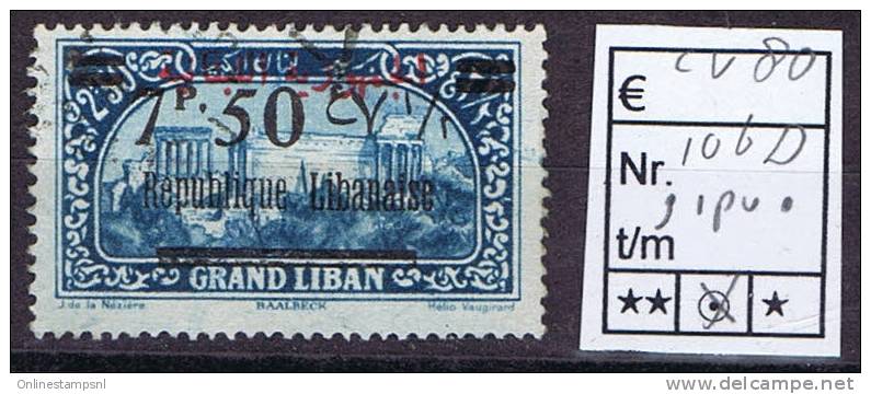 Rep. Libanaise 1928: Maury  106 D, Surcharge Erreur Virgule Apres "P", Obl. /used  Cote &euro; 80 - Usados