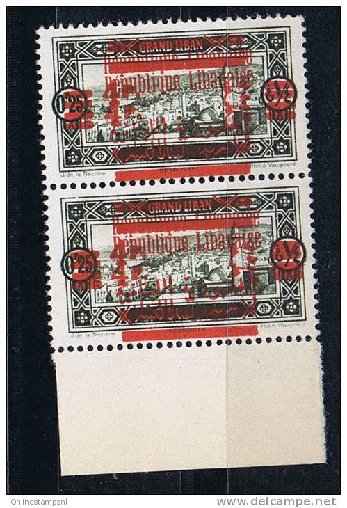 Rep. Libanaise 1928: Maury  116 G Surcharge Doublé  ,bord De Feuille, Neuf**/MNH Cote &euro; 180 - Neufs