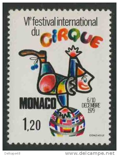 Monaco 1979 Mi 1395 YT 1201 ** Clown Balancing On Ball (poster) / Erdkugel -Plakat / Affiche - 6th Int.Circus Festival - Circus