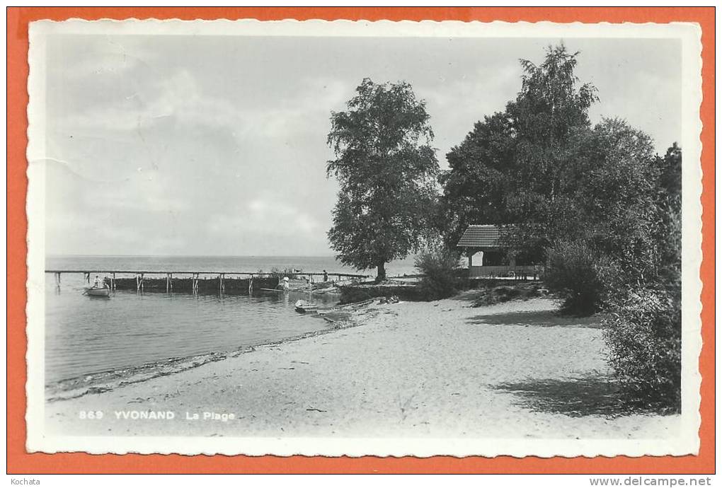 M123, Yvonand , Yverdon , La Plage , 869  , Circulée  Timbre Décollé - Yverdon-les-Bains 