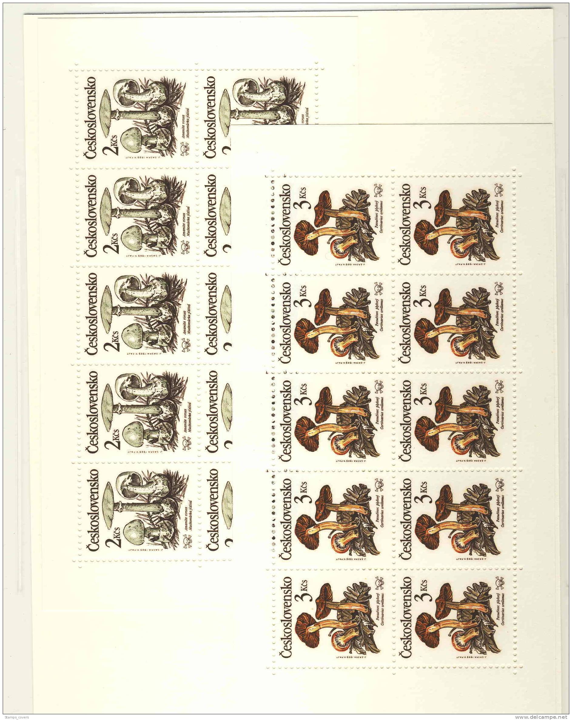 CESKOSLOVENSKO MNH** MICHEL KB 3017/21 MUSHROOMS CHAMPIGNONS - Hojas Bloque