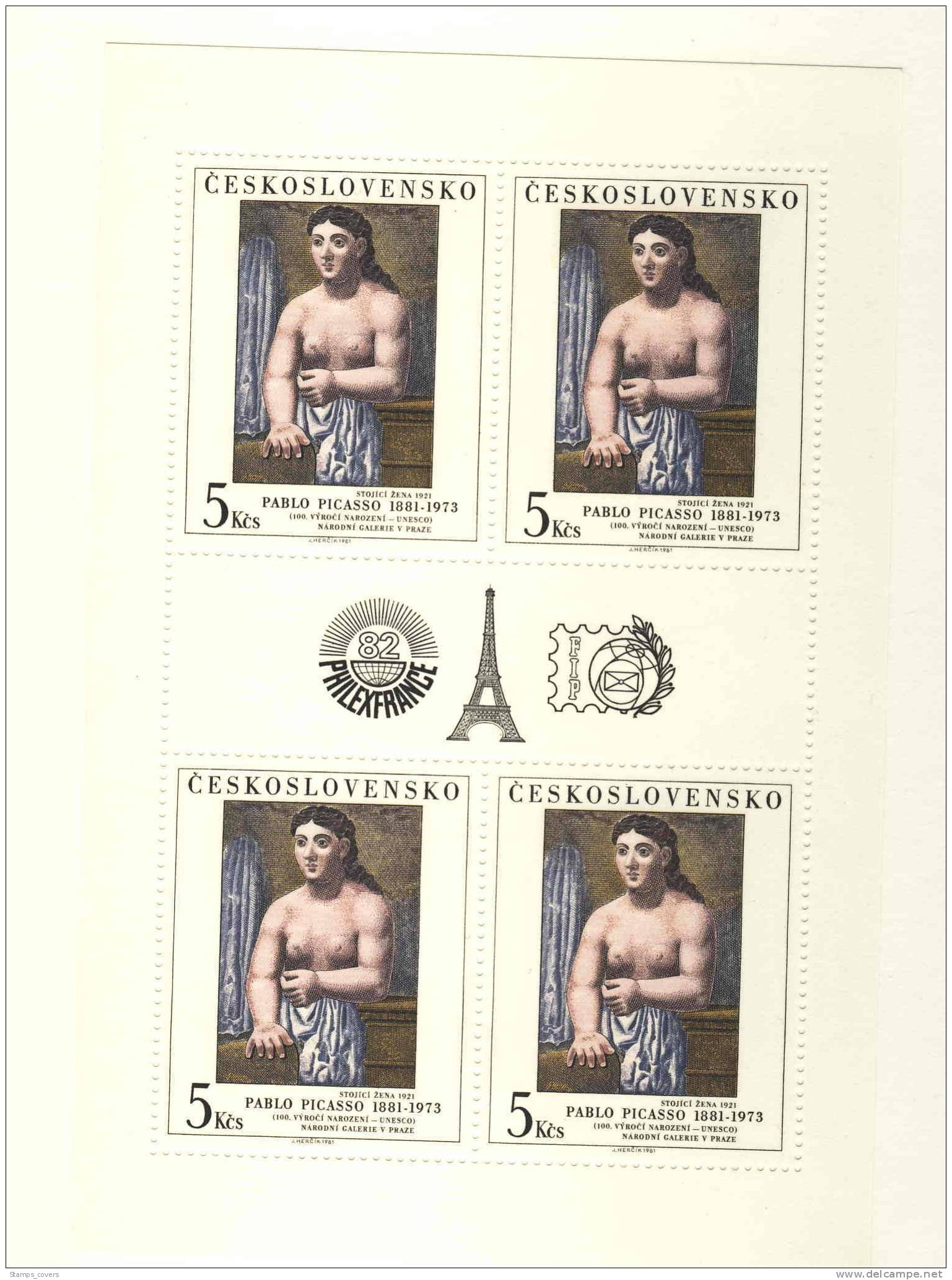 CESKOSLOVENSKO MNH** MICHEL KB 2645 PABLO PICASSO - Hojas Bloque