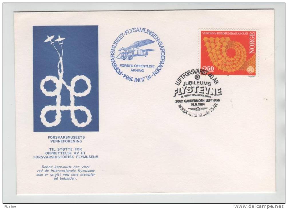 Norway Special Flight Cover Gardemoen Airport 16-6-1984 (see The Cancels On The Backside Of The Cover) - Briefe U. Dokumente