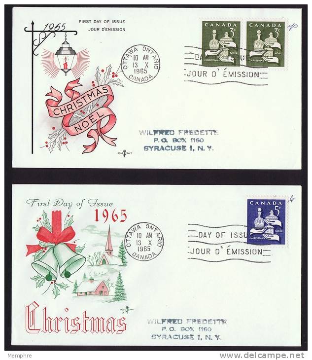 1965 Christmas   Rose Craft  Cachet   Matched Addresses    Sc 443-4 - 1961-1970