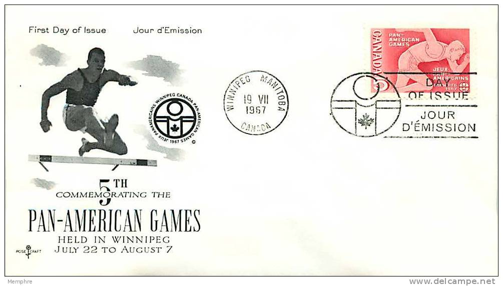 1967  Pan American Games   Rose Craft Cachet   Sc 472 - 1961-1970