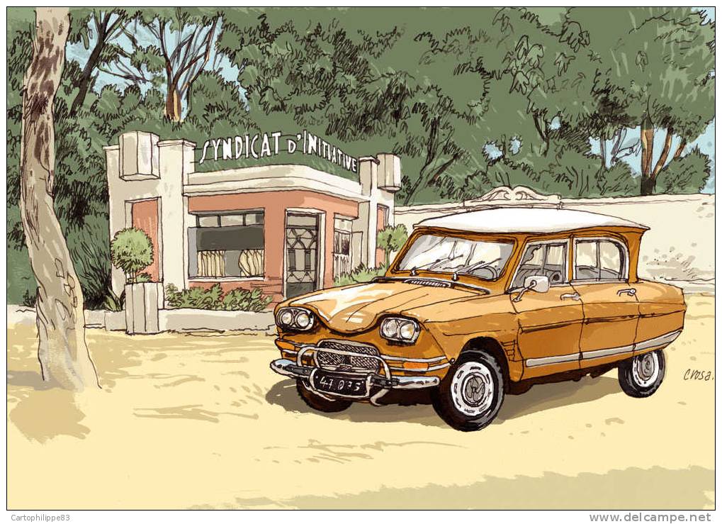 Série DE 11 CPM  Une BD Voitures Des Années 60  La 2 CV De Tintin - La 4 L- La 403 Peugeot Draguignan 83 - Bandes Dessinées