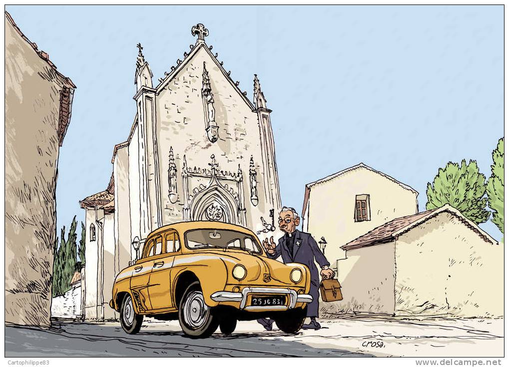 Série DE 11 CPM  une BD voitures des années 60  La 2 CV de Tintin - La 4 L- La 403 peugeot Draguignan 83