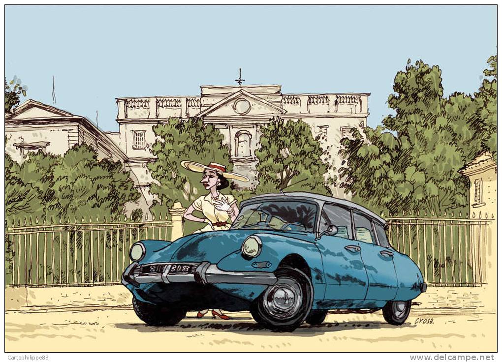 Série DE 11 CPM  une BD voitures des années 60  La 2 CV de Tintin - La 4 L- La 403 peugeot Draguignan 83