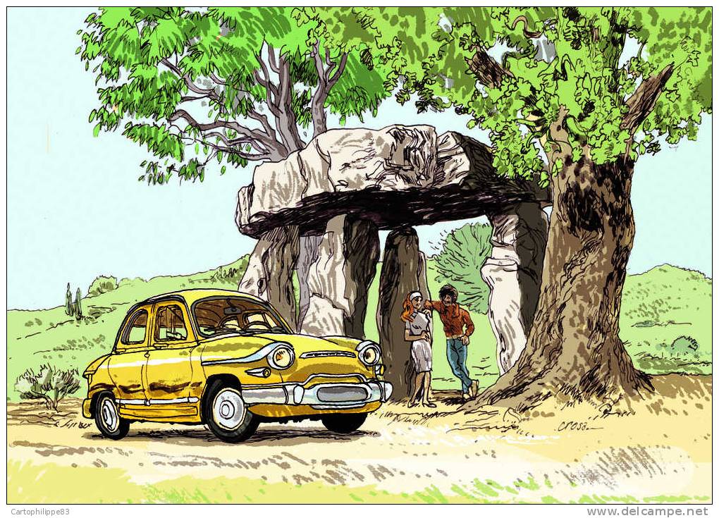Série DE 11 CPM  une BD voitures des années 60  La 2 CV de Tintin - La 4 L- La 403 peugeot Draguignan 83