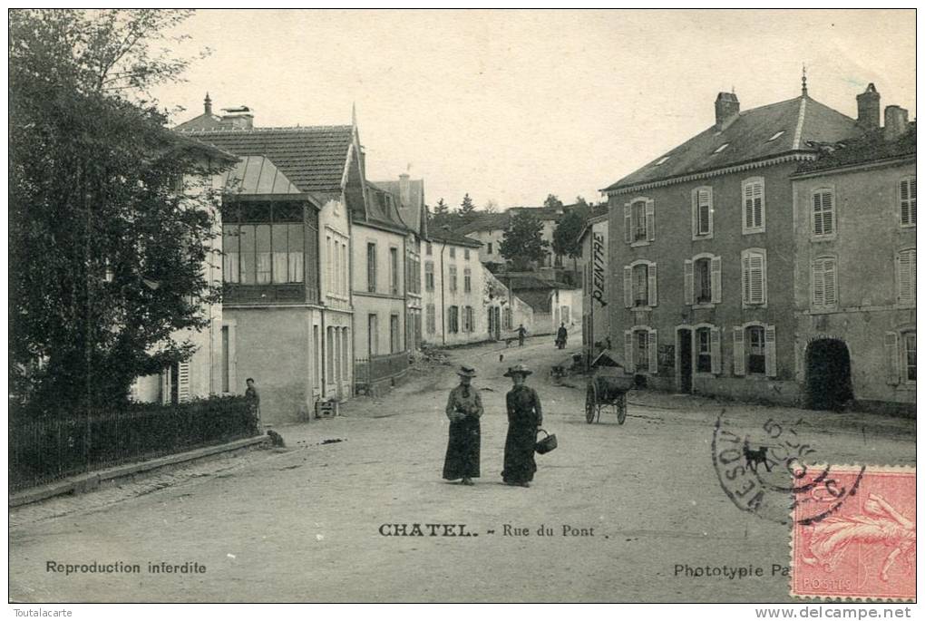 CPA 88 CHATEL RUE DU PONT 1906 Rare - Chatel Sur Moselle