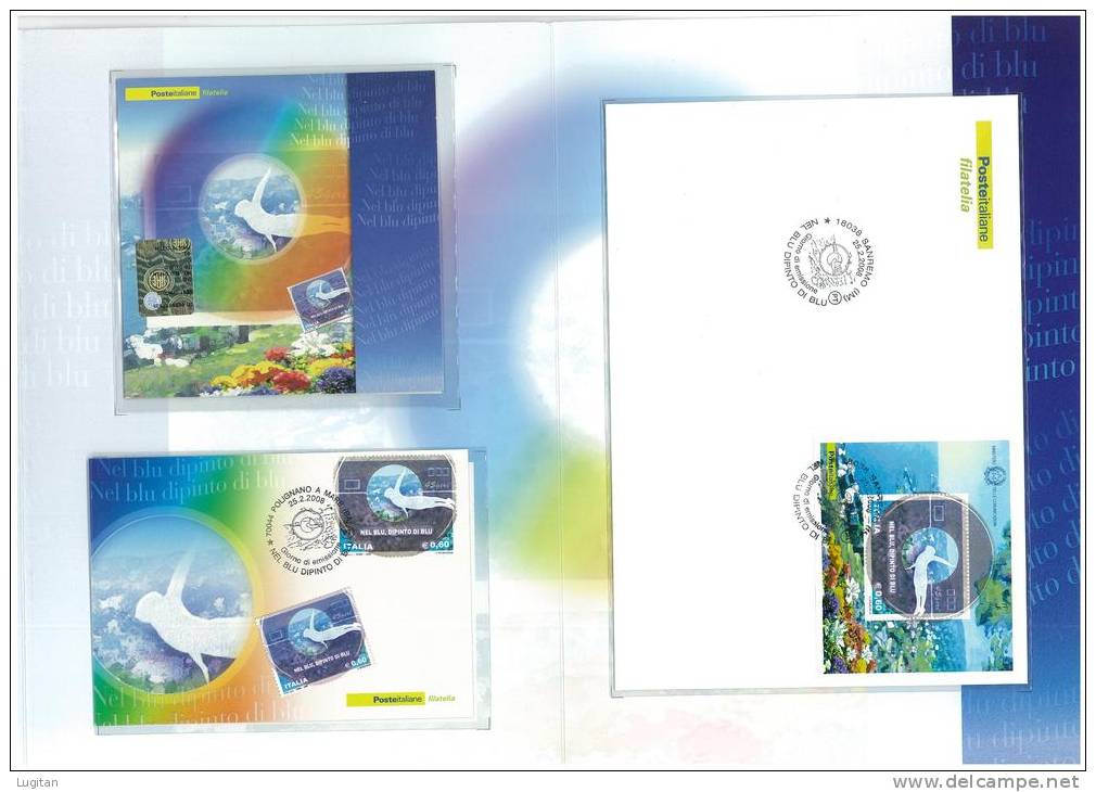 Filatelia - NEL BLU DIPINTO DI BLU ANNO 2008 SPECIALE OFFERTA DI FOLDERS EMESSI DALLE POSTE ITALIANE - Presentation Packs