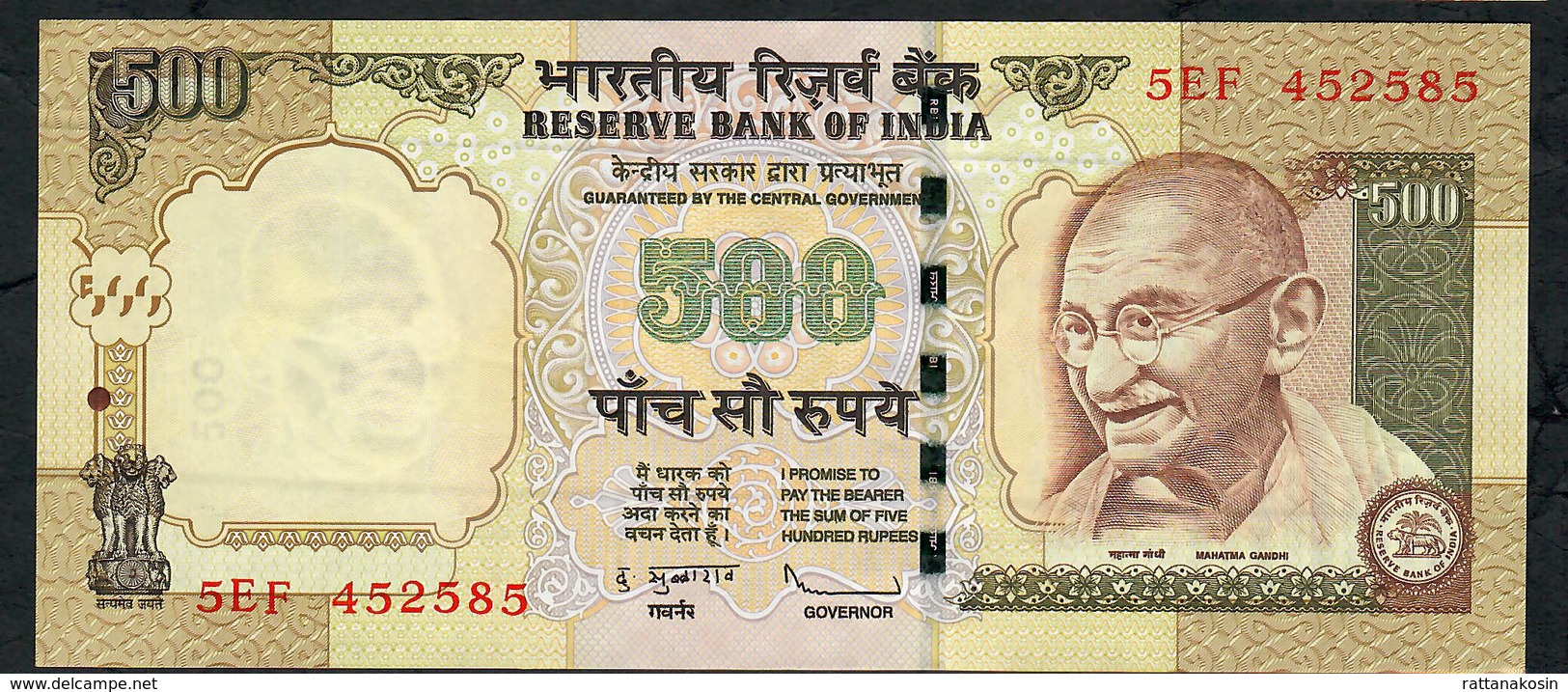 INDE INDIA  P99e1  500 RUPEES 2009 #5EF Sign.20  NO Letter  AU-UNC.   NO P.h. ! - India