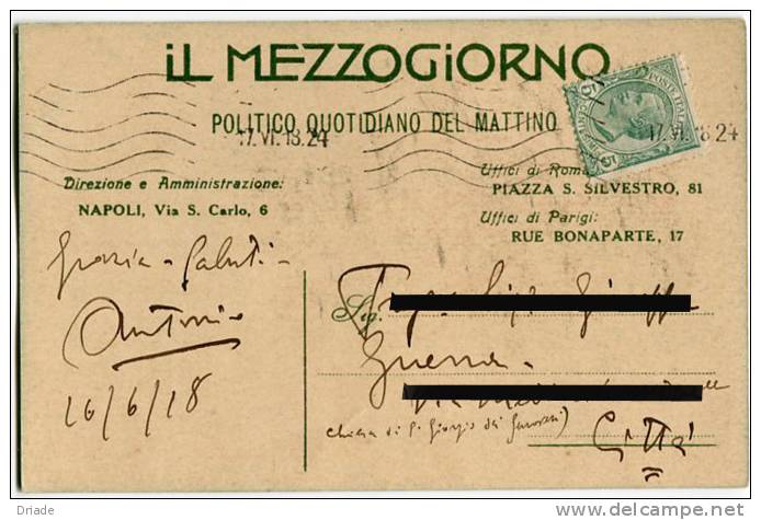 CARTOLINA PUBBLICITà GIORNALE IL MEZZOGIORNO NAPOLI FANTE DI PICCHE CARTE - Cartes à Jouer