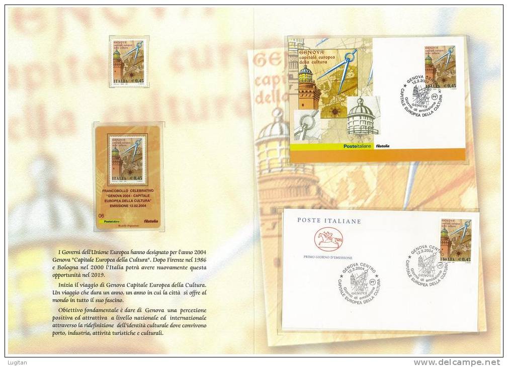 Filatelia - GENOVA CAPITALE EUROPEA DELLA CULTURA ANNO 2004 SPECIALE OFFERTA DI FOLDERS EMESSI DALLE POSTE ITALIANE - Pochettes