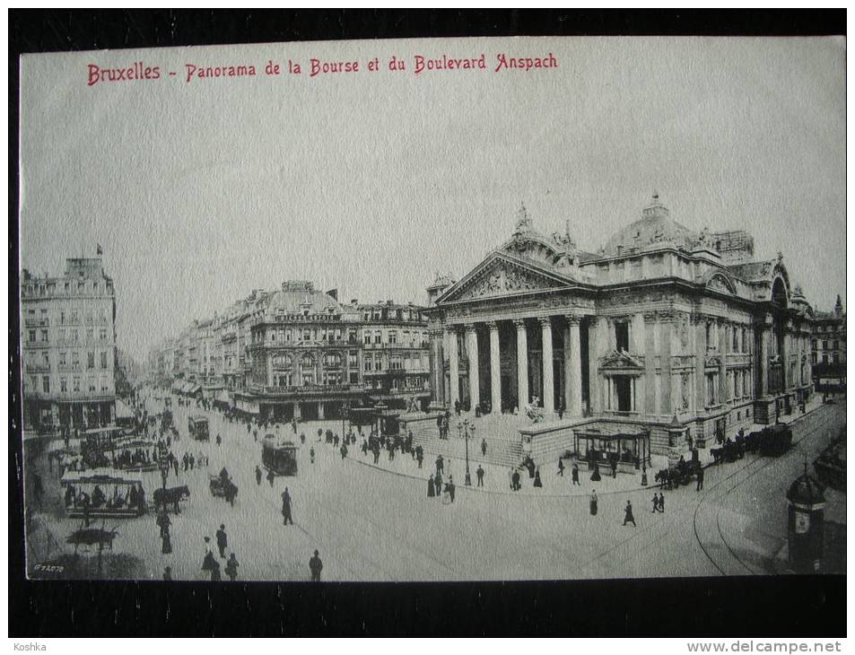 BRUXELLES - Panorama De La Bourse Et Blvrd Anspach - Paardentram - Niet Verzonden - Non Envoyée - Lot 129 - Avenues, Boulevards