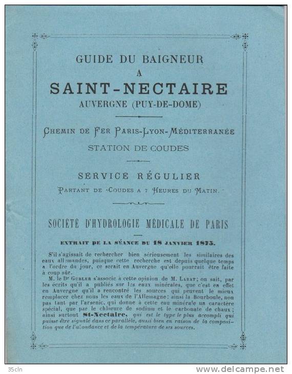 SAINT - NECTAIRE  -    Guide Du Baigneur à Saint - Nesctaire . Document Assez Rare. - Santé