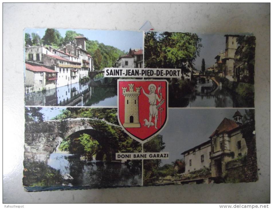 Cpsm St Jean Pied De Port - Saluti Da.../ Gruss Aus...