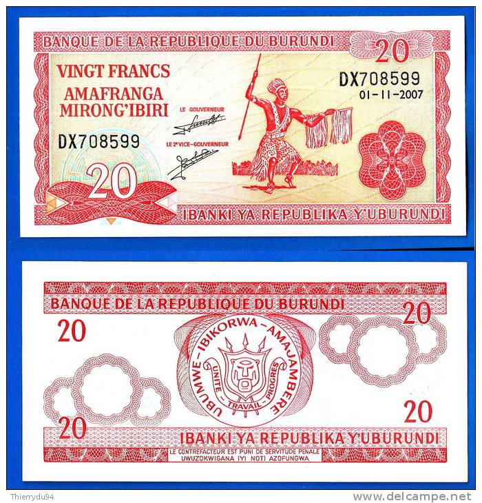 Burundi 20 Francs 2007 Neuf Uncirculated Frcs Frc Low Shipping Paypal Skrill OK! - Burundi