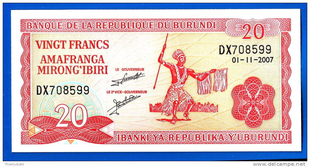 Burundi 20 Francs 2007 Neuf Uncirculated Frcs Frc Low Shipping Paypal Skrill OK! - Burundi