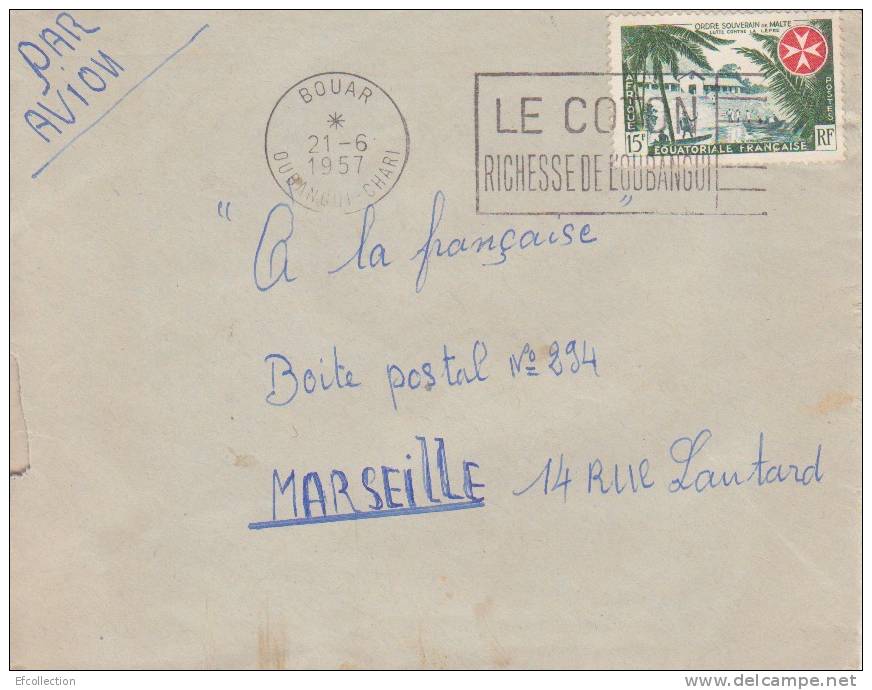 BOUAR - OUBANGUI - CHARI - 1957 - Colonies - Lettre - Flamme - Marcophilie - Altri & Non Classificati