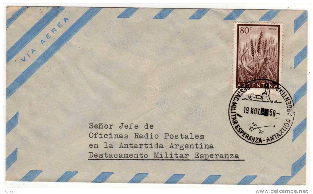 Argentine: 1958 Très Belle Lettre "Destac.Militar Esperanza"  Vers Le Détachement Militaire Esperanza - Antarctic Expeditions