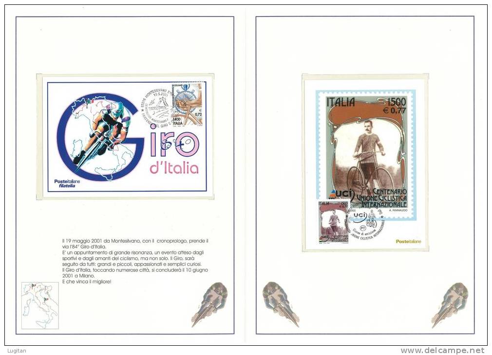 Filatelia - GIRO D'ITALIA  - CICLISMO ANNO 2001 SPECIALE OFFERTA DI FOLDERS EMESSI DALLE POSTE ITALIANE - Pochettes