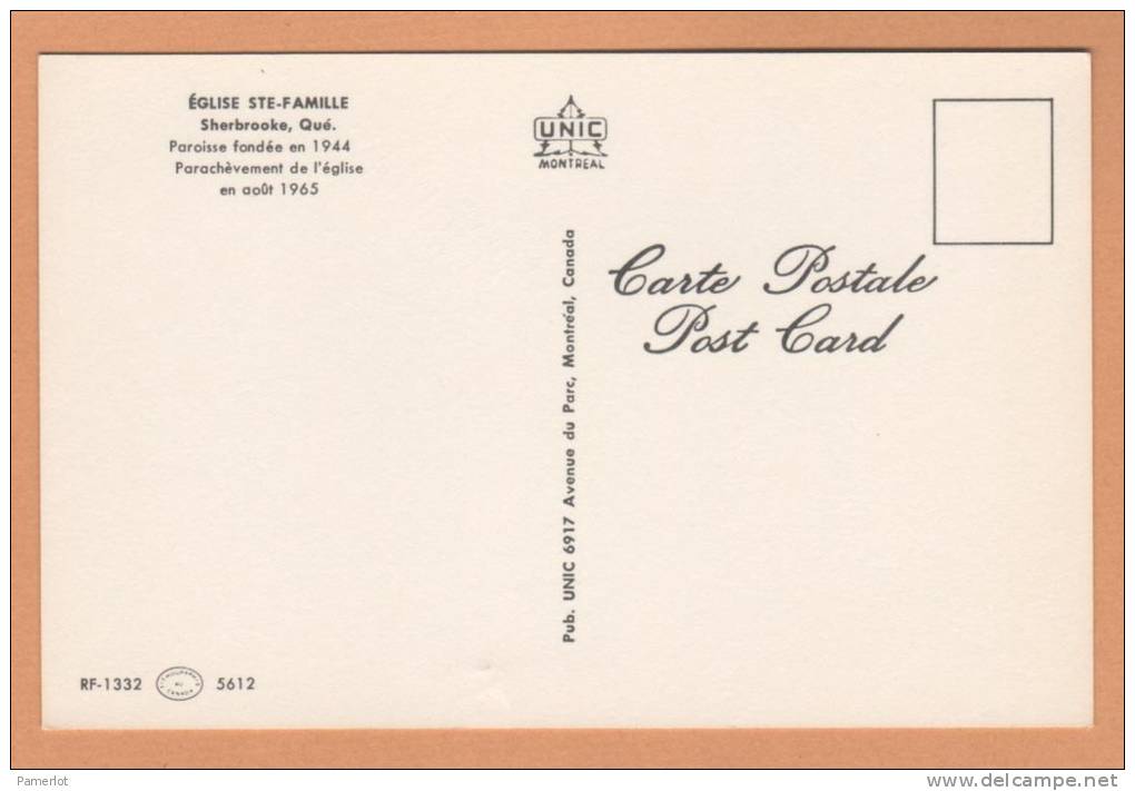 Sherbrooke ( Interieur  Eglise Ste Famille ) Quebec Canada Carte Postale Postcard CPA - Sherbrooke