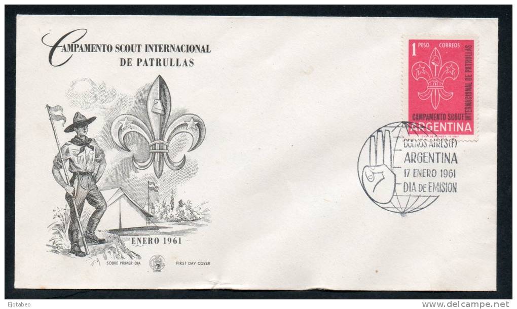 34 ARGENTINA -1961-FDC-Campamento Scout  Intern. De Ptrullas  -17/1/1961 - FDC