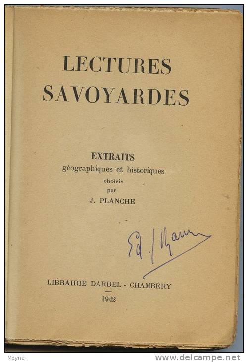 Savoie -  LECTURES SAVOYARDES  Par  J. PLANCHE    -  Dardel 1942 - Rhône-Alpes