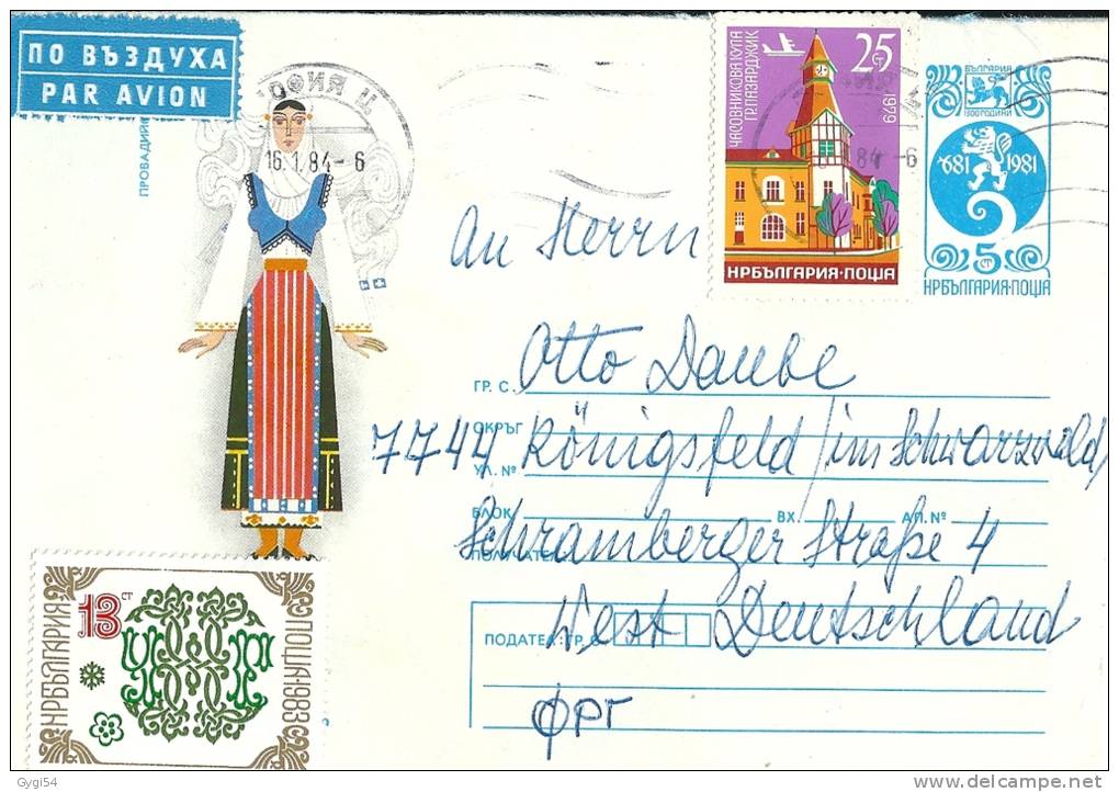 BULGARIE LETTRE   PAR AVION   DE Sofia   VERS L´ALLEMAGNE 26/01/1965 EN EXPRESS - Express Stamps