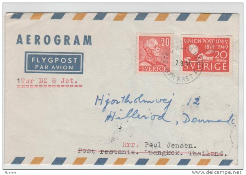 Sweden Aerogramme First SAS DC-8 Flight Stockholm - Bangkok 7-9-1961 - Lettres & Documents