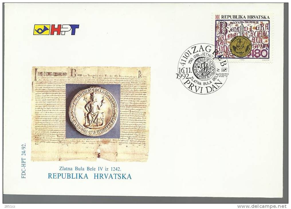 ZLATNA BULA, 1992., Croatia, FDC - Croatia