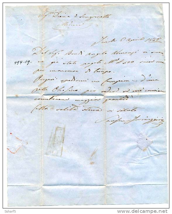 FINALE DI MODENA (nero) 1848 Lettera Intera + Modena In Rosso - 1. ...-1850 Vorphilatelie