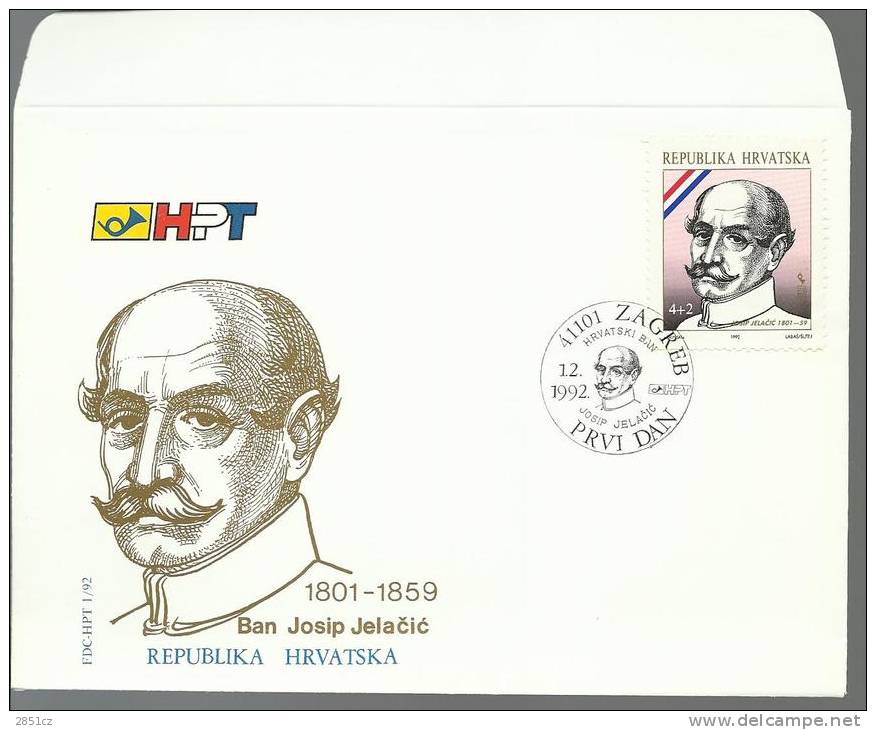 BAN JOSIP JELA&#268;I&#262;, 1992., Croatia, FDC - Croazia