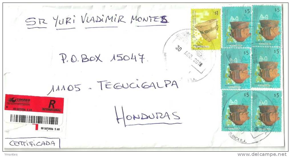 Registered Cover Argentina To Honduras 2010 ( Native Art ) - Covers & Documents
