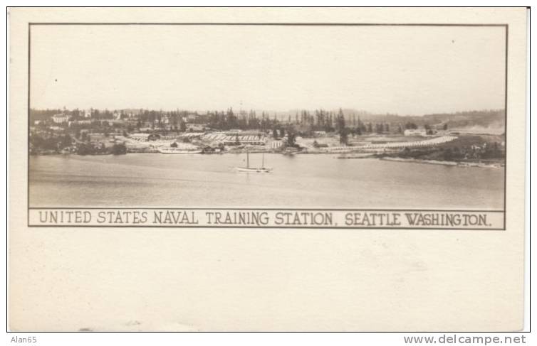 Seattle WA, US Naval Training Station, C1900s Vintage Real Photo Postcard - Seattle