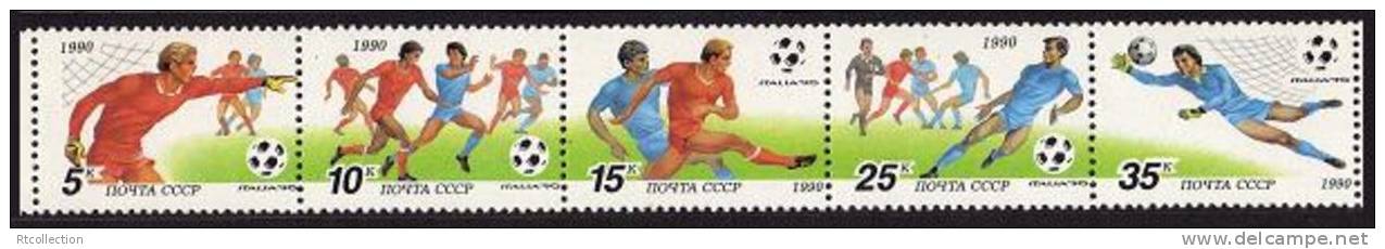 USSR Russia 1990 World Soccer Cup Italy Football Championship Game FIFA Sports Strip Stamps MNH Michel 6088-6092 - 1990 – Italy