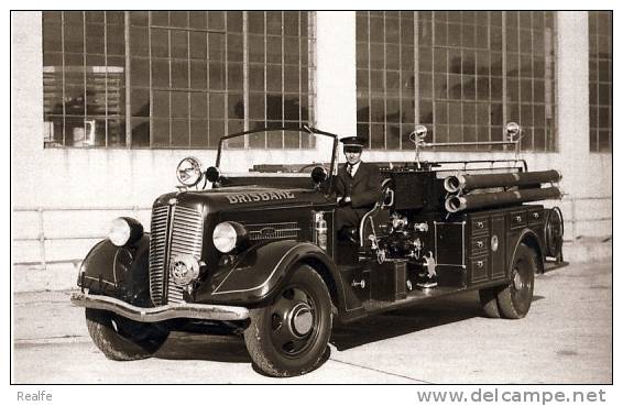 Fire Truck Camion De Pompier De Brisbane 1938 - Transporter & LKW