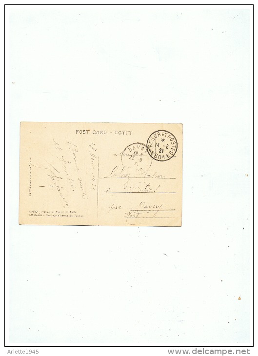 CARTE MILITAIRE LE CAIRE EGYPTE  TRESOR ET POSTES  N° 601 14 08 1921 Pour BAVAY (NORD) - Non Classés