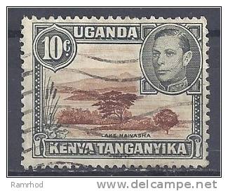 KUT 1938 George VI - Lake Naivasha - 10c. Brown And Grey FU - Kenya, Ouganda & Tanganyika