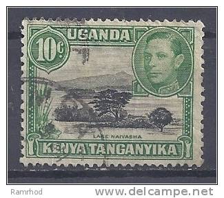 KUT 1938 GEORGE VI LAKE NAIVASHA 10c. Black And Green FU - Kenya, Uganda & Tanganyika