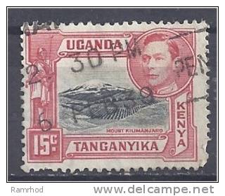 KUT 1938 George VI  Mount Kilimanjaro 15c. Black And Red FU - Kenya, Ouganda & Tanganyika