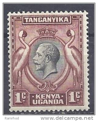 KUT 1935 30c. - Black And Blue  - Crowned Cranes - 1c Brown And Black MH - Kenya, Ouganda & Tanganyika