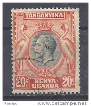 KUT 1935 King George V -  Crowned Cranes - 20c. Black And Orange FU - Kenya, Uganda & Tanganyika